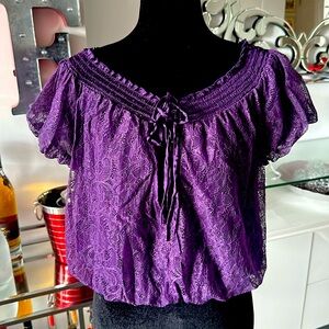 Bebe vintage y2k purple lace blouse top